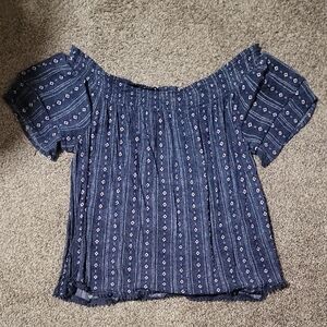 Elegant Navy Off-Shoulder Blouse